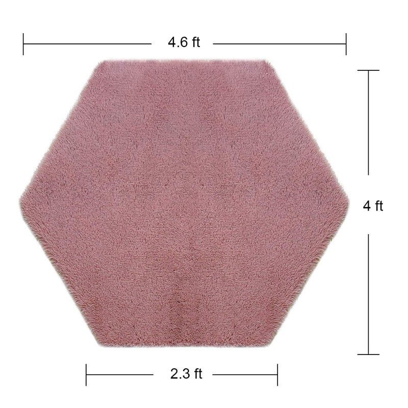 junovo Ultra Soft Rug for Nursery Children Room Baby Room Home Decor Dormitory Hexagon Carpet for Playhouse Princess Tent Kids Play Castle, Diameter 4.6 ft, Hot-Pink - Image 3